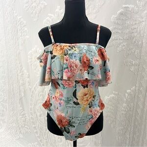 SHEIN Floral Bathing Suit Sz 1X Floral Core Bohemian Shabby Chic Hyperfeminine